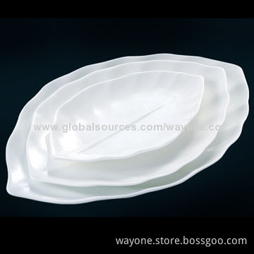 White leave plate, new bone china, with various sizes, hotel ware, food-safe, lead-free